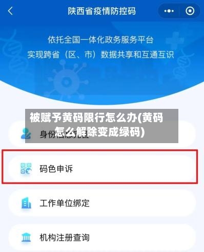 被赋予黄码限行怎么办(黄码怎么解除变成绿码)