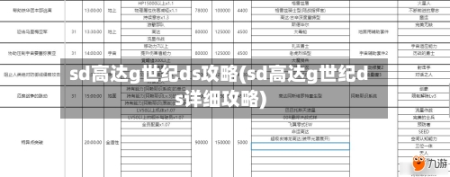 sd高达g世纪ds攻略(sd高达g世纪ds详细攻略)-第3张图片