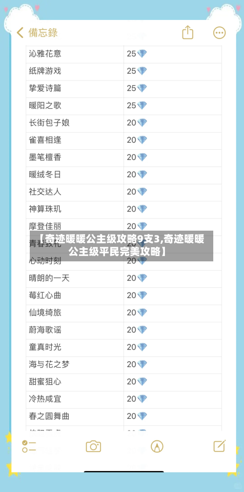 【奇迹暖暖公主级攻略9支3,奇迹暖暖公主级平民完美攻略】